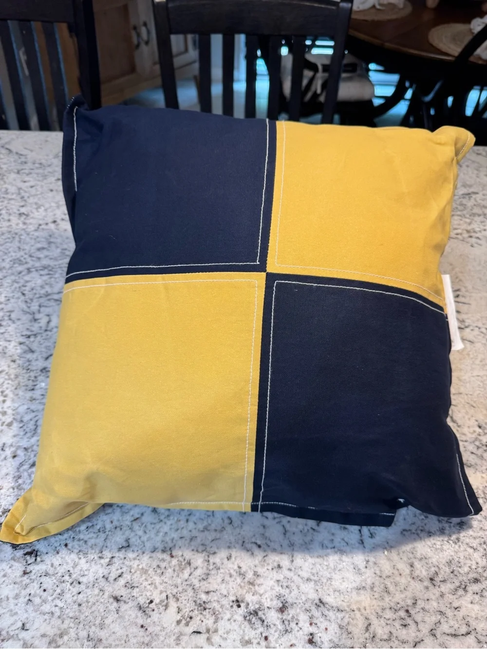 Targets Home Essentials Navy and Yellow Block Accent Pillow NWOT